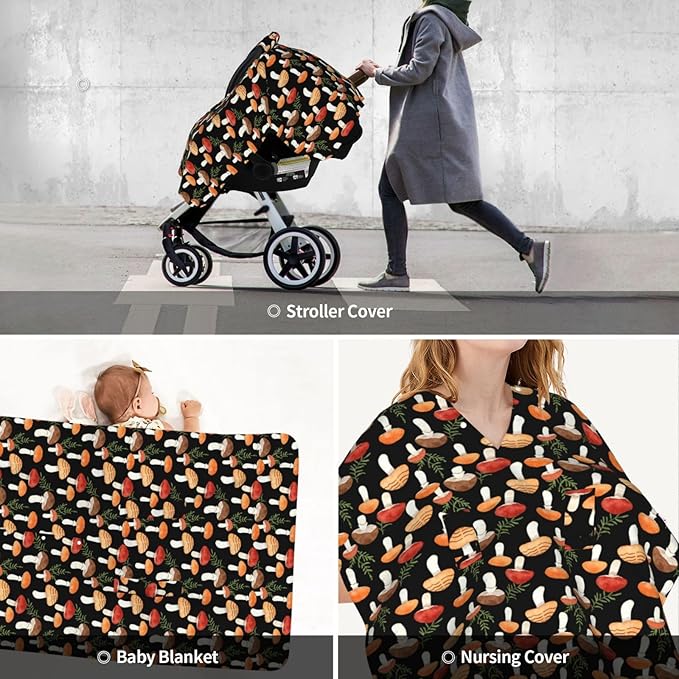 Mushroom Baby Car Seat Canopy Cover Multi Use Shower Gift, Nursing Cover for Mom Nursing Covers, Mushroom Baby Stuff Items