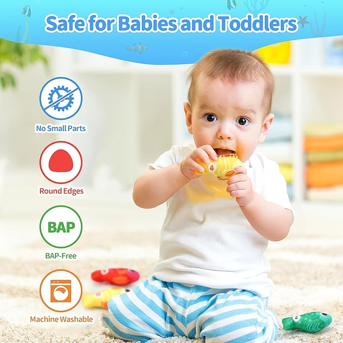 Toys for 1 Year Old Girl Boy, 1st First Birthday Gir Boy Gifts, Montessori Baby Toys 12-18 Months, Cloth Fishing with Stacking Cups, Toddler Learning Toy 1 2 Year Old