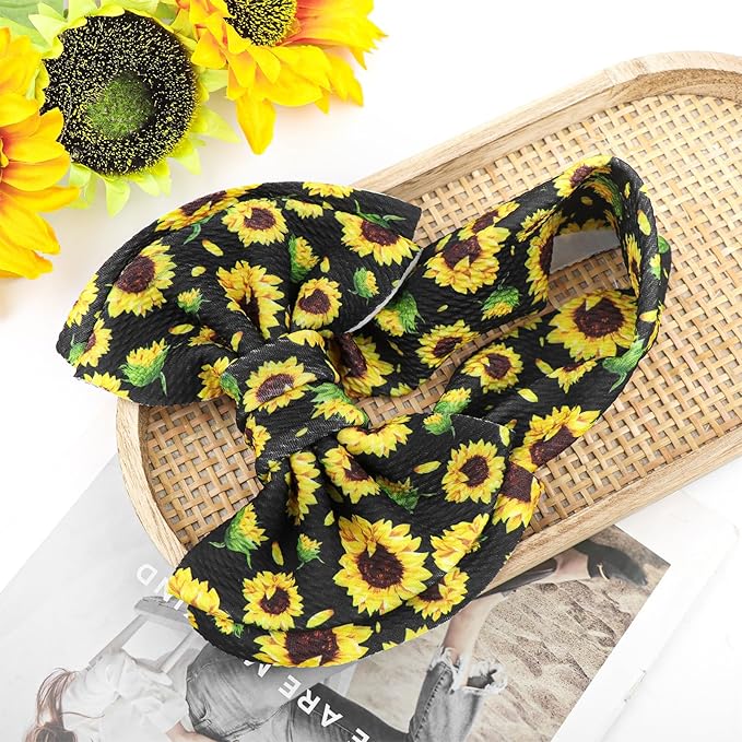 7’’ Yellow Bows for Baby Girls Sunflower Girl Headbands Baby Bow Summer Outfits Hair Accessories for Newborn Infant Toddler Clothes