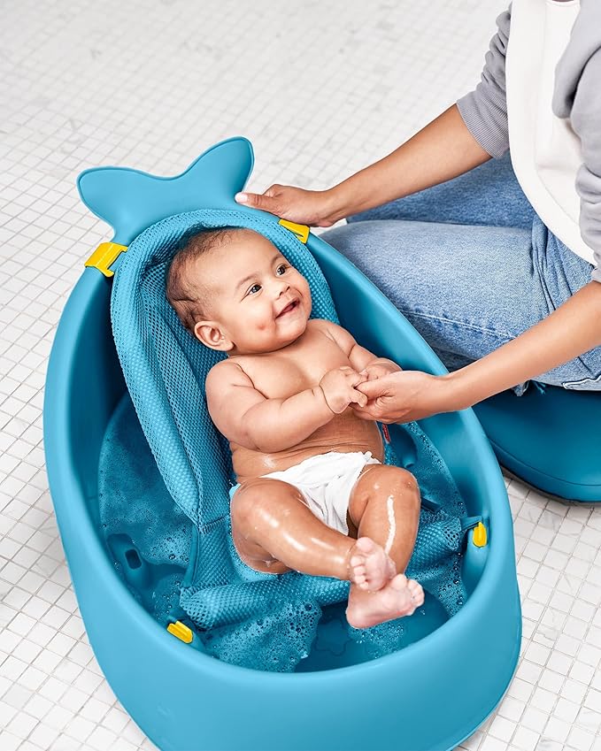 Skip Hop 3-Stage Smart Sling Baby Bath Tub and Tear-Free Waterfall Rinser Bundle