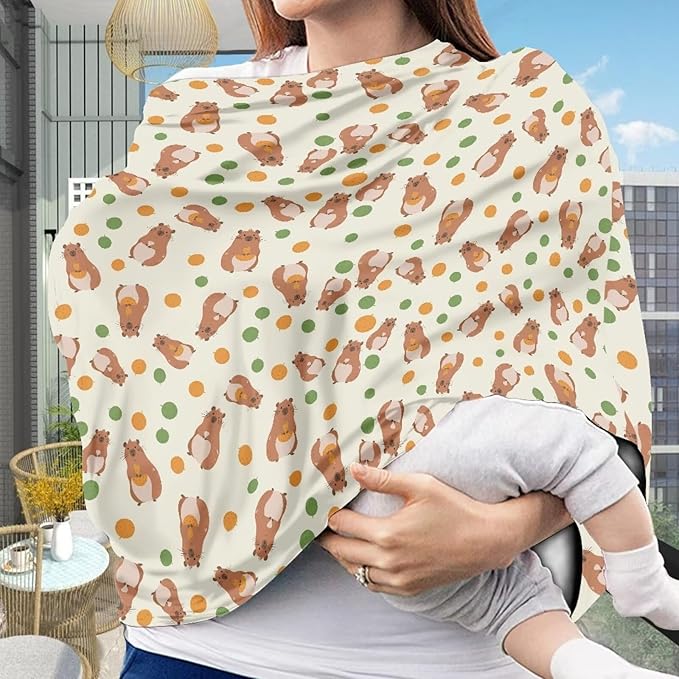 AFPANQZ Marmot Baby Car Seat Cover Stretchy for Baby Girls Nursing Breastfeeding Covers Shopping Cart High Chair Stroller Covers Infinity Scarf Sunshade Car Seat Canopies