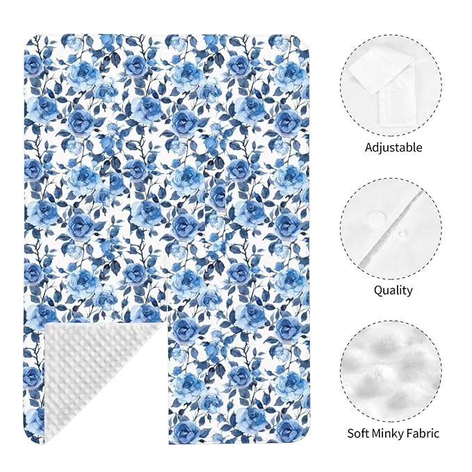 Blue Rose Floral Baby Car Seat Canopy Nursing Cover for Newborn Car Seat Breastfeeding Covers Blanket Newborn Shower Gift