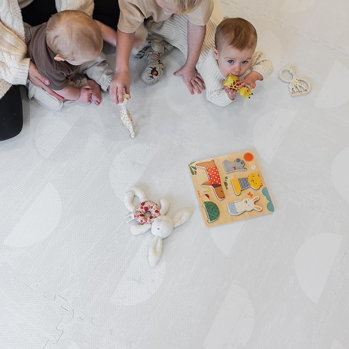 Little Landings Baby Play Mat for Floor - Aura Pearl (6x6ft) - Premium EVA Foam Play Mat for Babies & Toddlers (Ages 0-5+) Non-Toxic Playmat for Tummy Time, Crawling & Playroom - Stylish & Comfortable