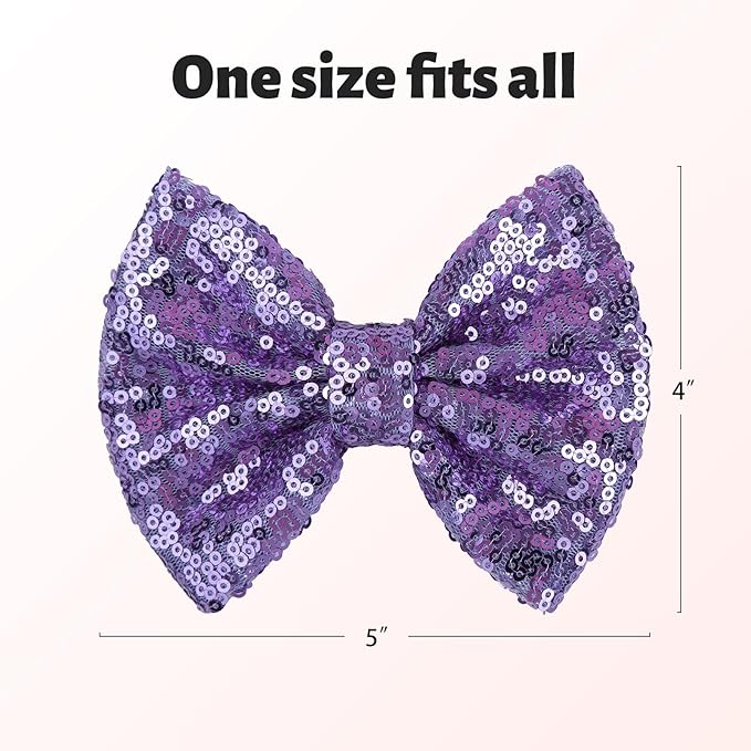 Hair Clip with 5 inches Sequins Large Bow Alligator Hair Accessory for Girls, Women, Teens, Babies Gift, Deep Purple