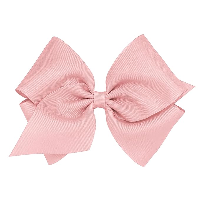 Wee Ones Girls' Classic Grosgrain Hair Bows with Plain Wrap Center, No-Slip Hair Clip, Handmade, Nectar, Mini King