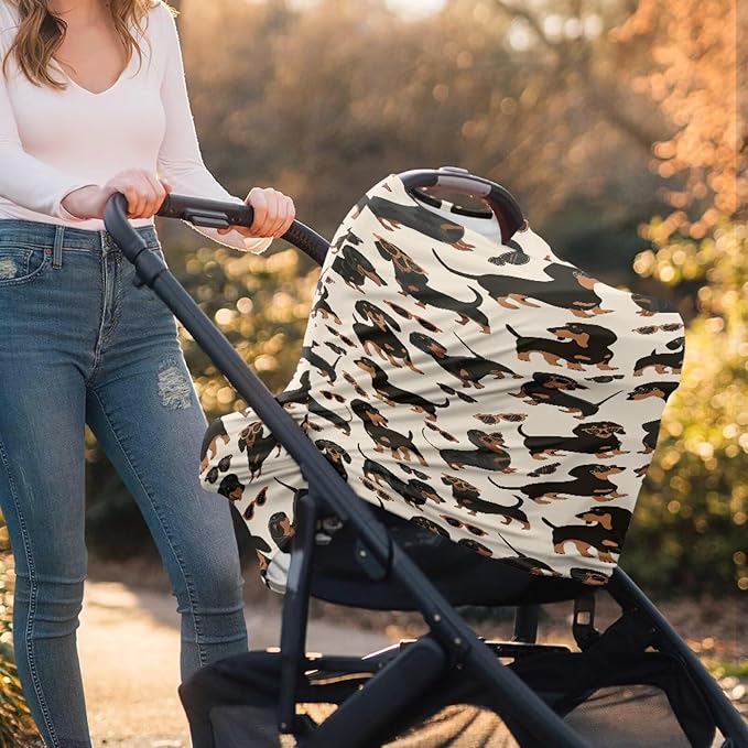 AFPANQZ Dachshunds Sunflower Nursing Cover Breastfeeding Covers Stretchy Babies Car Seat Cover Gender Neutral Soft Breathable Infant Carseat Canopy Shopping Cart Stroller Canopy for Baby