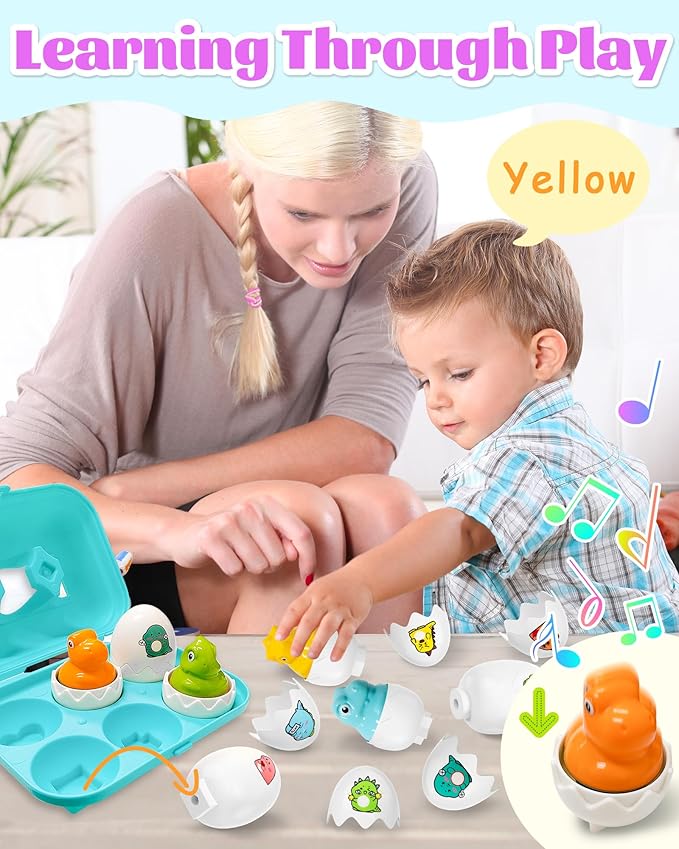 Easter Egg for Toddlers 1-3, Toddler Easter Basket Stuffers, Montessori Toys for 1 2 3 Year Old Boys Girls, Matching Sensory Eggs Fillers Toys, Easter Birthday Gifts for 1 2 3 Year Old Girl Boy
