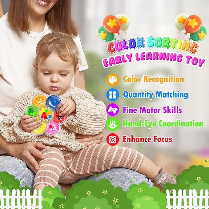MORECOLL Color Sorting Sensory Toys for Toddlers & Kids, Preschool Fine Motor Skills for Autism, Fidget Color Matching Travel Toys, Calm Down Toy, Birthday Gifts for Boys & Girls