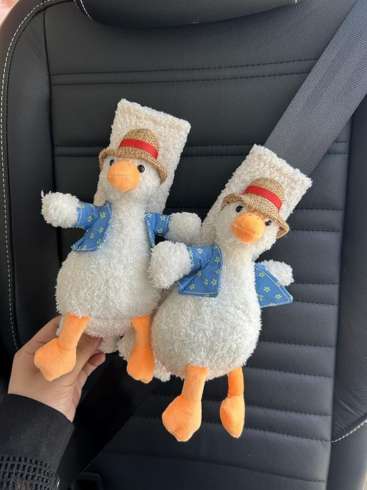 BNTR Car Seat Belt Cover 2 PCS Stocking Stuffers Cute Creative Toy Flower Cloud Duck Safety Seatbelt Shoulder Pad Auto Accessory Protector Seatbelt Shoulder Protector Nice Gift (2-Pack Duck with Hat)