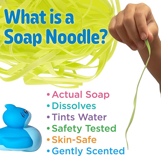Creativity for Kids Soap Noodles Shark Bath Set | Mix, Swirl & Play with Green Soap Noodles & Nibbles The Shark Duck | Sensory Bath Toys & Fine Motor Skill Crafts (Ages 3+)