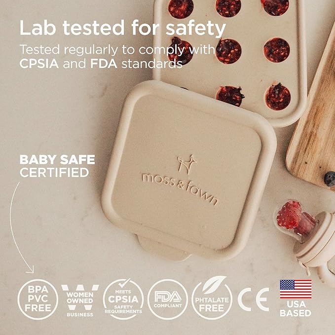 Moss and Fawn Baby's First Bites Bundle - Silicone Frozen Breast Milk Popsicle Kit with Forage Feeder & Teething Popsicle Ice Cube Tray - BPA, PVC, & Lead-Free - Fern
