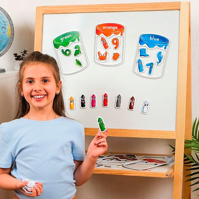 66 PCS Magnetic Color Sorting Set, Magnetic Numbers & Colors Sorting Toys for Toddlers, Numbers Color Sorting Magnets for Fridge and Whiteboard, Recognition Sorting Set - Simply Magic