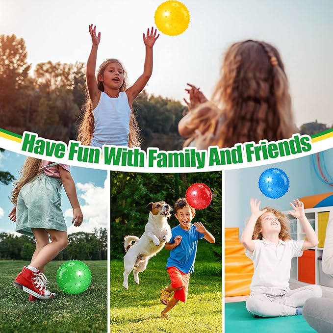 Jexine 150 Pcs 6.3 Inch Knobby Balls Bulk Spiky Bounce Ball Sensory Balls with Air Pump Small Inflatable Bouncy Balls Soft Bounce Party Favors for Kids Baby Massage Stress Play Set, 5 Assorted Colors