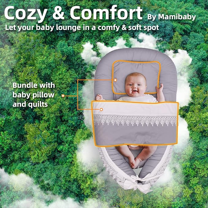 Baby Support Cushion | Organic Cotton Infant Support Cushion | Reversible, Adjustable & Portable Floor Cushion | Soft, Breathable, Washable Cover | Grey Set