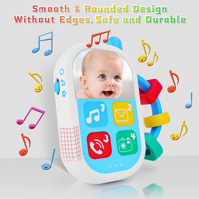 Baby Sensory Toys - 5PCS Baby Rattle Teething Toys Kits with Music, Infant Newborn Montessori Toys for Boys Girls 0-18 Months, Toddler Travel Toys Christmas