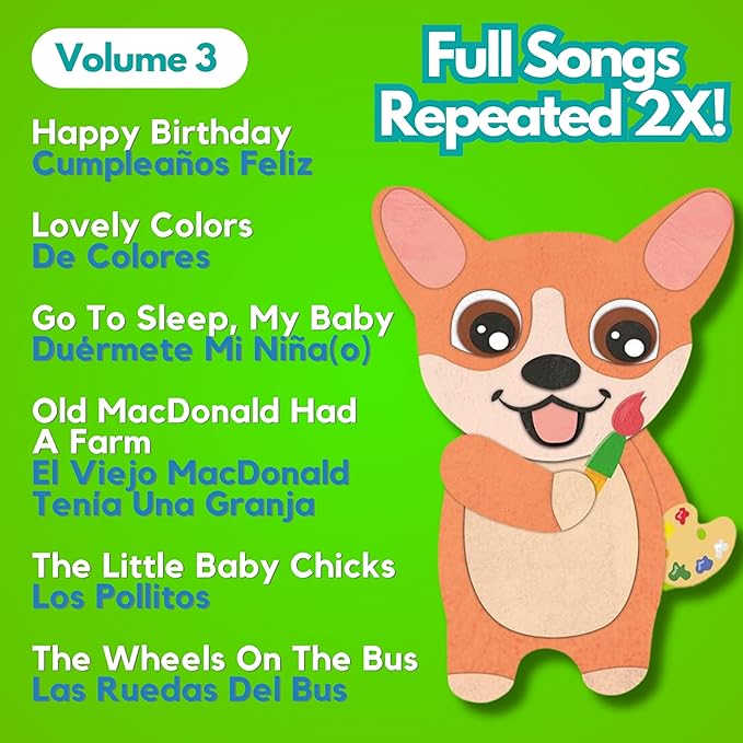 Coco Learns Spanish Vol. 3 — Interactive Sound Board Book for Toddlers 1-3, Bilingual English & Spanish Songs & Music, Talking Musical Book, Musical Toy Gift for Babies & Kids