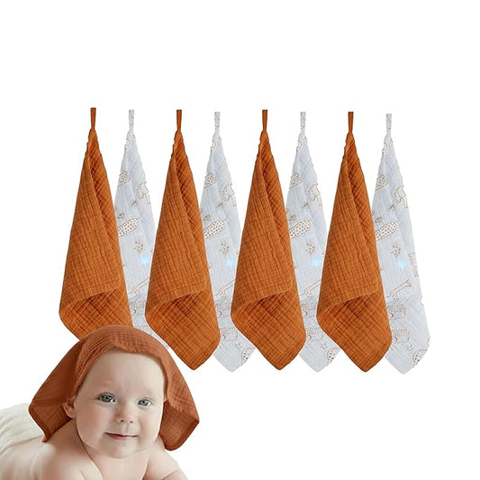 Muslin Baby Washcloths for Newborns, Pack of 8, 11"x11", Super Soft Cotton, Absorbent and Gentle, Baby Cotton Wipes, Baby wash Cloths