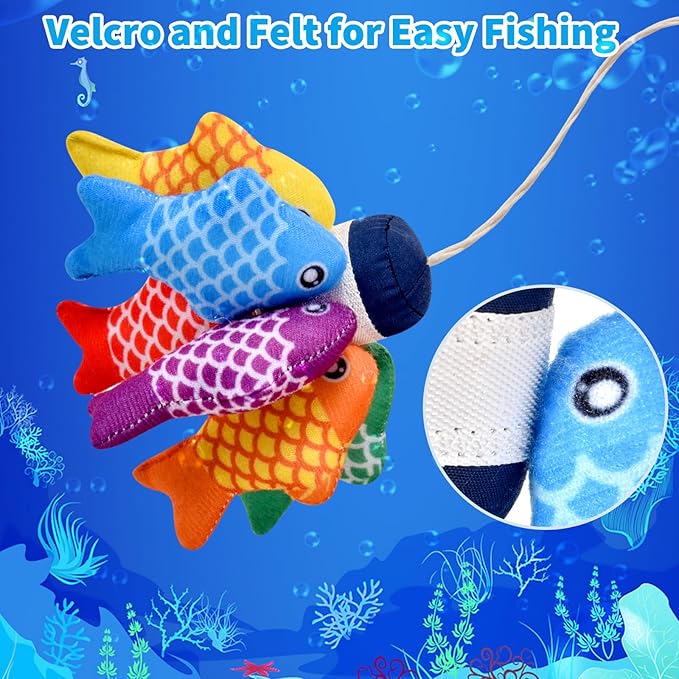 Montessori Toys for 1 Year Old - 20PCS Cloth Toddler Fishing Game with Stacking Cups,Baby Color Sorting Toy 12-18 Months One Year Old Birthday Gift,Best Easter Gifts for 1-3 Year Olds (Blue)