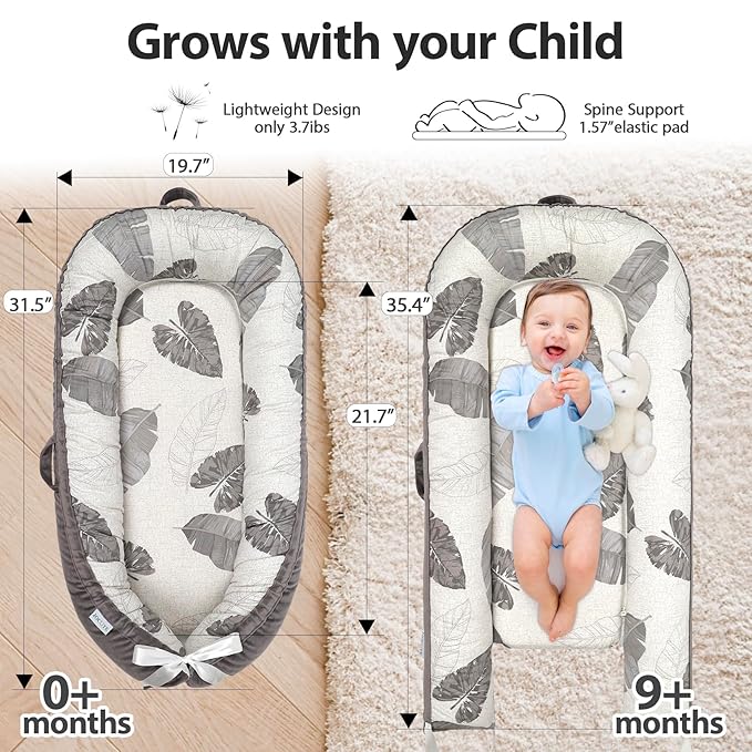 Infant Support Cushion | Organic Cotton Infant Support Cushion | Reversible, Adjustable & Portable Floor Cushion | Soft, Breathable, Washable Cover