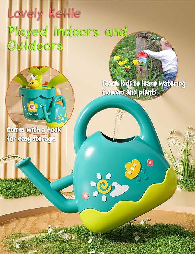 Sprinkler Sunflower Bath Toy, Baby Watering Flowering Toy for Boys and Girls, BPA-Free Tub Water Play Set with Watering Can & Suction Cup, Montessori Bathroom Gift