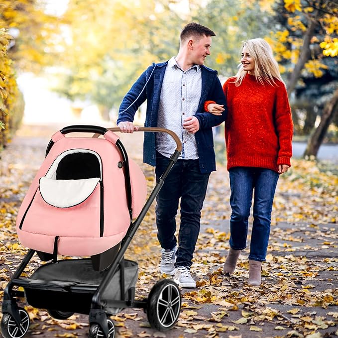 SWESEN Winter Car Seat Covers for Babies, Cozy & Warm Cover, Infant Car Seat Canopy Water Resistant, Universal Cold Weather Shield, Pink