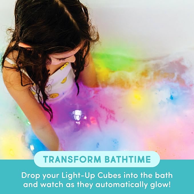 Glo Pals Personalized Ocean Theme Water-Activated Light-Up Cubes Bath Toy – 6 Pack Bath Toys for Kids, Custom Name Light Up Bath Cubes, Sensory Bath Toys for Toddlers