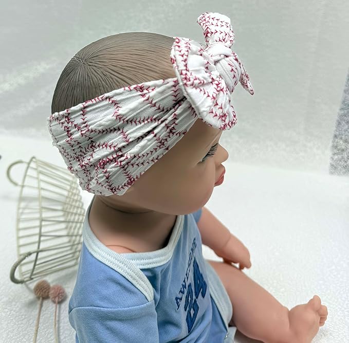 Baby Baseball Headband with Bow Headwear Sport Soccer Headband Bowknot Wide Hair Band Football Hair Bow for Toddler Infant TSFD55 (Baseball Pattern)