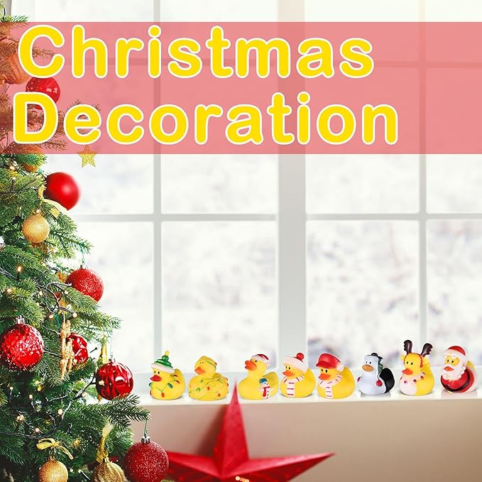 Sratte 16 Christmas Rubber Duck Bulk, Mini Santa Rubber Duck Bath Toys Assorted Xmas Party Decorations for Christmas Party Favors Stocking Stuffers Gifts for Coworkers Class (Simple Style)