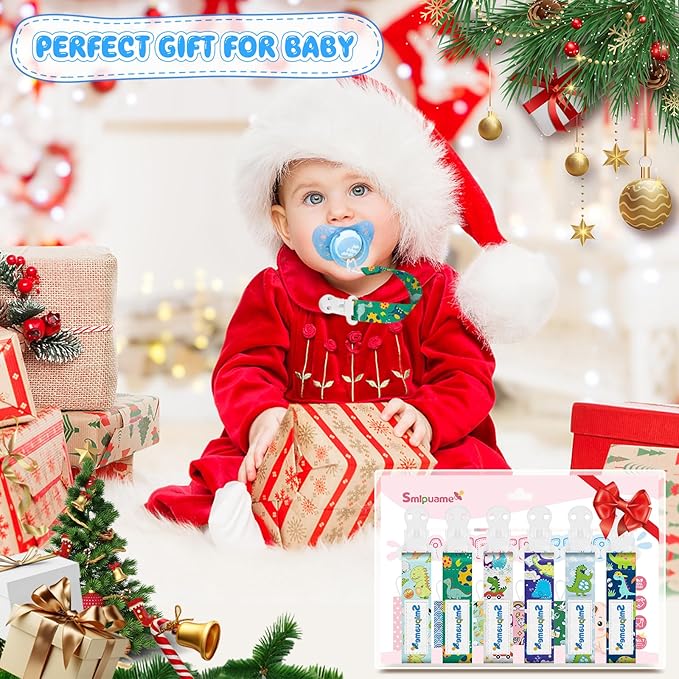 Smlpuame Pacifier Clips for Boys,6 Pack Stylish Binky Clips Strap,Paci Holder with Clip Lightweight Universal Fits Most Pacifiers Teether Toy Teething Ring Soothie,Baby Shower Gifts(Ocean)