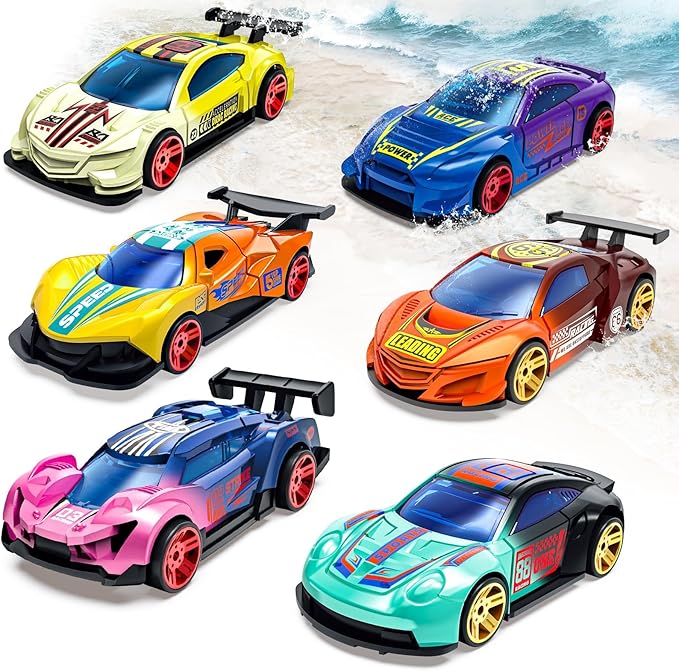 MACALOCA Color Changing Cars Toys Bath Toysva for Ages 1-3 4-8 Easter Basket Stuffers for Kids Grandkids Boys Birthday Gifts Race Cars Themed Party Favors Easter Egg Fillers Sensory Die-Cast Toys