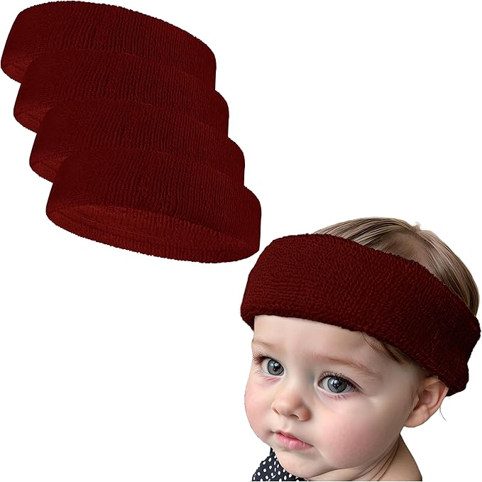 COUVER Baby Infant Terry Solid Color Headband/Terry Cloth Head Band - 4 Pieces