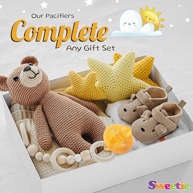 SWEETIE Rubber Pacifier Natural Rubber Pacifier Rounded (Natural Color, 0-6 Month)