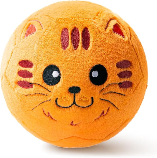VangeBow Silent Indoor Soccer Balls for Toddlers 1-3, Inflatable Soft Plush Baby Toddler Soccer Ball Toys Gifts for 1 2 3 4 5 Year Old Boy Girl First Birthday Gift (Orange Cat, Pump Include)