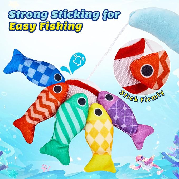 Montessori Toys for 1 Year Old Boy Girl Birthday Gift- Cloth Fishing Game for Toddler1-3 with Stacking Cups Number Color Counting, Learning Educational Toys Baby Toys 12-18 Months