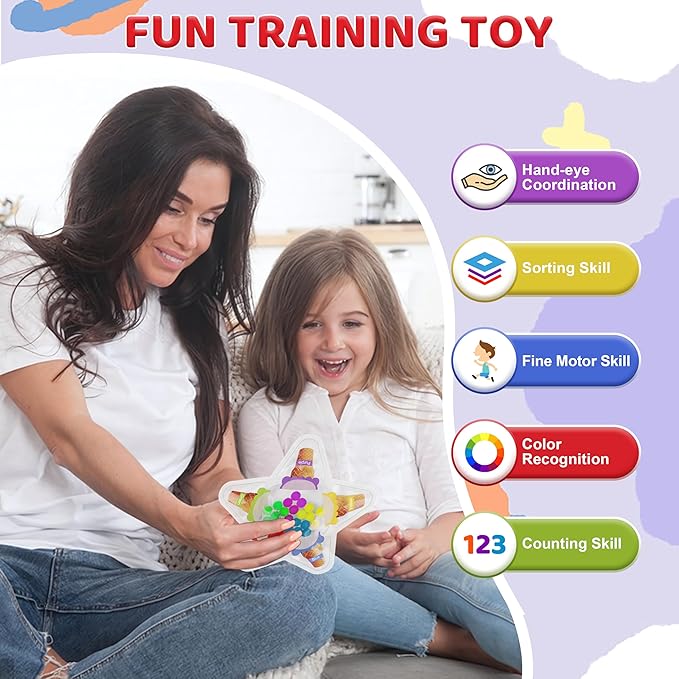 Color Sorting Sensory Toys for Toddlers, Color Matching Fidget Toys for Calming, Preschool Learning Montessori Toy Travel Fine Motor Skills Game for Kids Boys Girls Ages 3-5