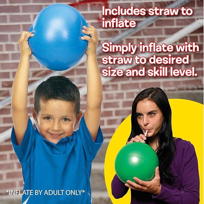 Small World Toys Gertie Handball, 9" Inflatable Sensory Balls, Soft Huggable Squishy Bouncy Ball for Kids Ages 3+, Toddler Ball for Sensory Development (Green)
