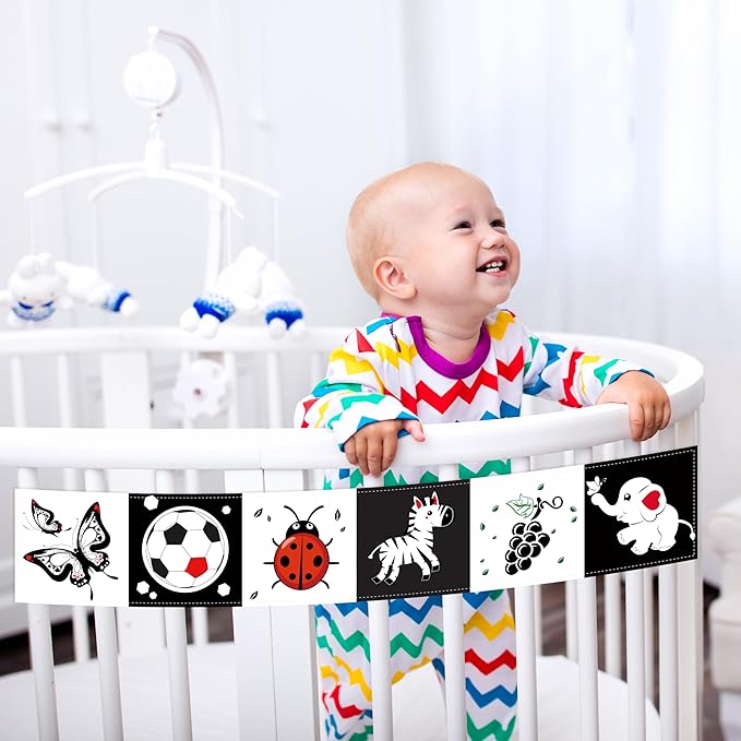 Black and White Baby Toys, High Contrast Baby Toys for Newborn, Tummy Time Toys, Newborn Toys 0-3 Months Brain Development, Soft Baby Book, Montessori Toys 0-6-12 Months Infant Sensory Toys Gift