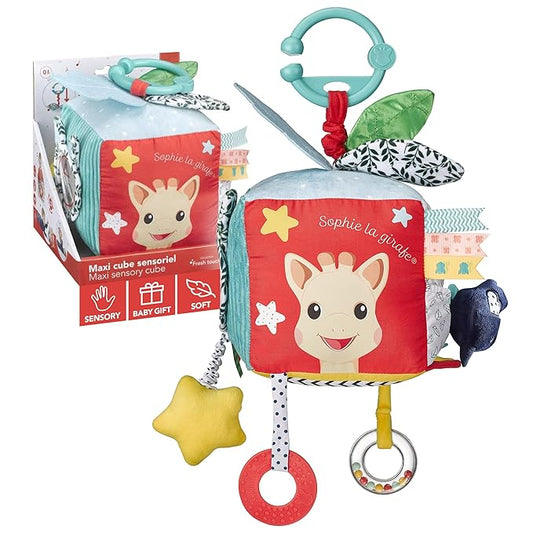 Sophie la girafe Maxi Sensory Cube | Soft, Fun & Easy to Grasp | 9 Activities to Awaken Baby's Senses