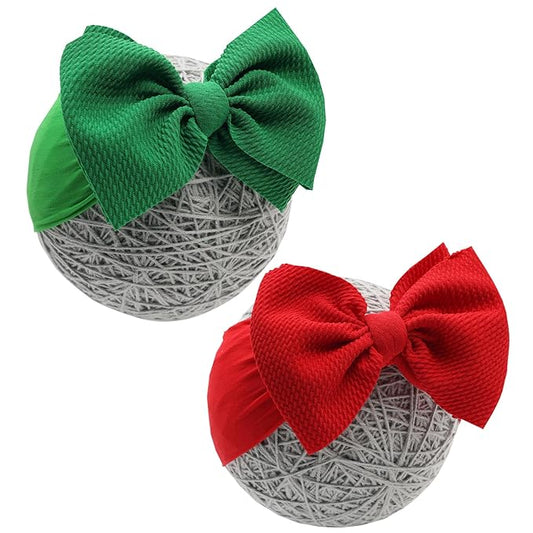 Baby Girl Bows Newborn Headband 0-6 Months Infant Big Bows for Birthday/Baby Shower/Photography/Baby Gifts (Red&Green)