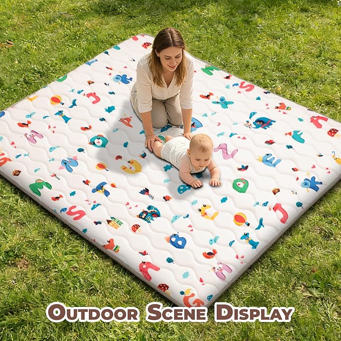 Wirhao Baby Play Mat for Floor, 71'' x 59'' Thicken Foam Soft Padded Mat for Baby, Playpen Mat for Toddlers Infant Kids, Machine Washable, Non-Slip Bottom Safe for Crawling (Alphabet)