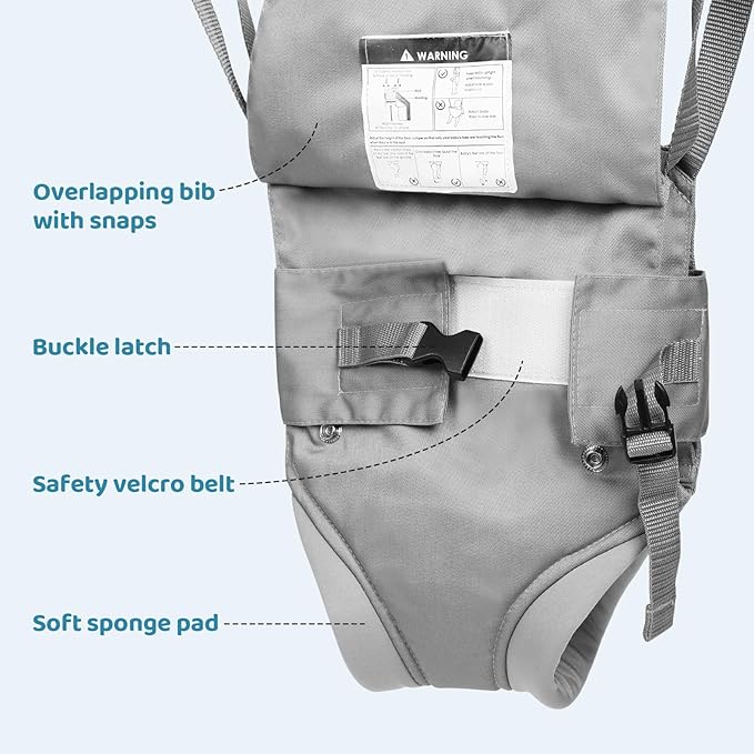 Cowiewie 2 in 1 Baby Door Jumper w/Baby Walking Harness Function, Baby Jumper with Door Clamp Adjustable Strap and Seat, Gray