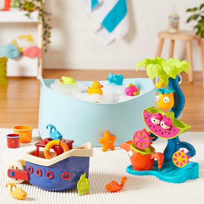 B. toys – Tropical Waterfall Water Wheel Toy – Sand Play for Toddlers – Beach, Pool, Bath Toys with Cups & Accessories – Fun Outdoor Activities for Kids 18+ Months