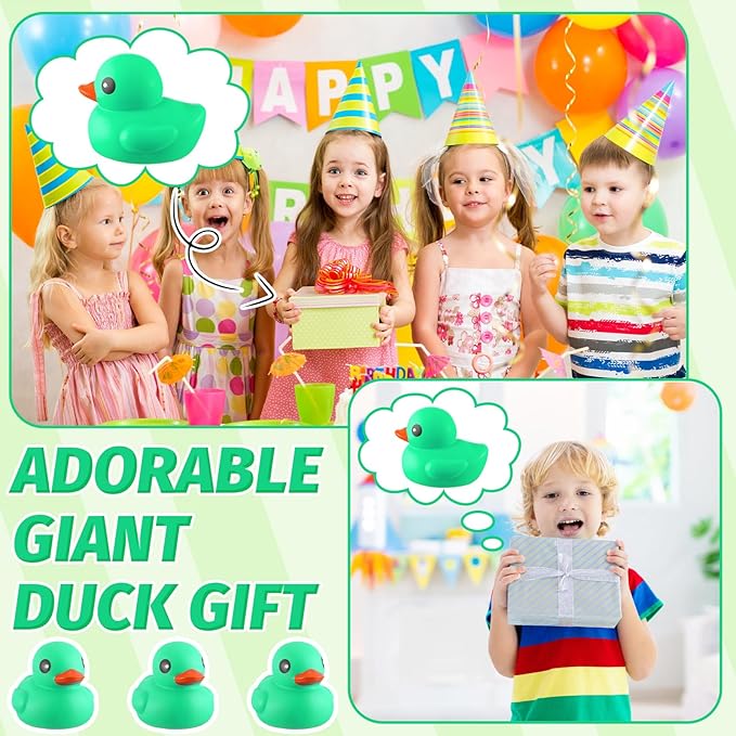Honoson 6.89 Inch Giant Rubber Duck Big Rubber Duck Large Duckling Bath Toy with Squeaky Sound for Summer Baby Shower Birthday Party Favor Gift(Green)