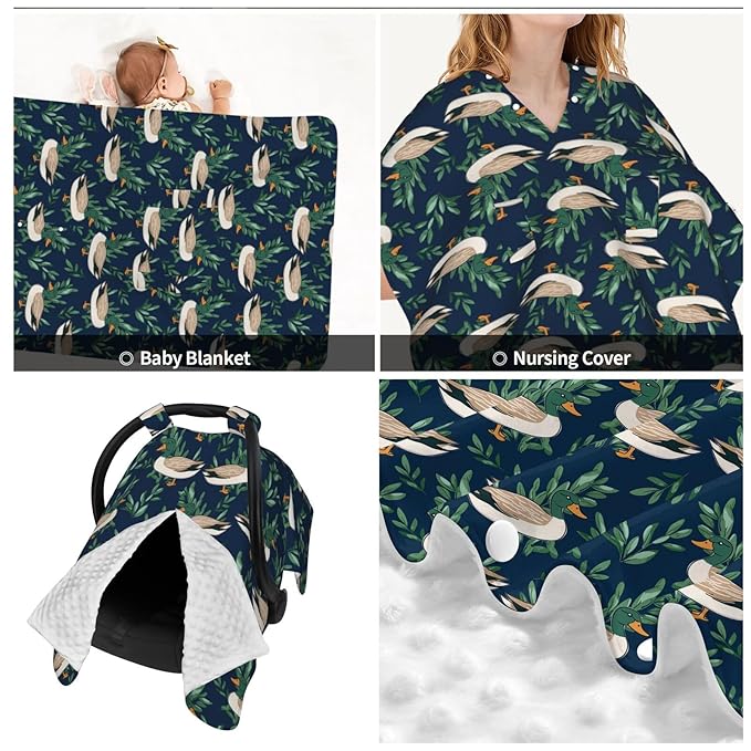 KiuLoam Cute Farm Animal Mallard Duck Baby Car Seat Canopy, Nursing Cover for Mom Breastfeeding Scarf, Infant Car Seat Cover/Multiuse Baby Stroller Covers for Babies Boys Girls