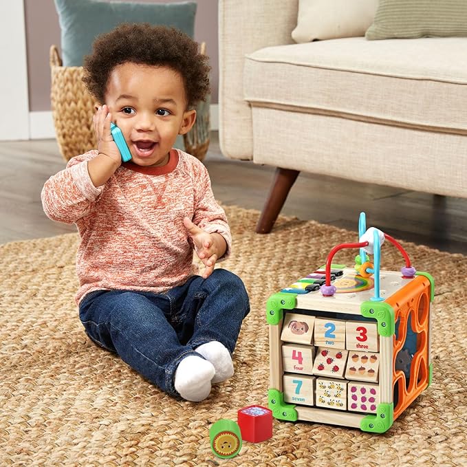 LeapFrog Touch and Learn Electronic Musical Light-Up Wooden Activity Cube Toy, Animal Themed, Ages 1 and Up