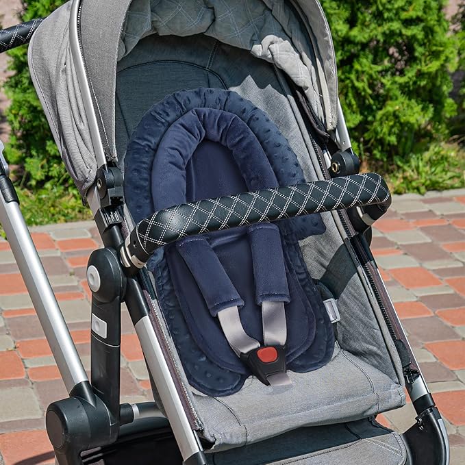 Infant Car Seat Insert, Baby Car Seat Head & Body Support with Straps Pads, Soft Newborn Preemie Carseat Insert Cushion for Girls Boys, Fits Car Seat, Stroller, Swing, Bouncer, Dark Blue