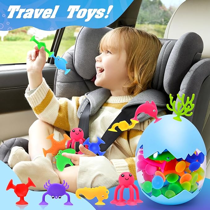 HYSZXUS Bath Toys - 27 PCS Suction Cup Toys Bathtub Toy Shower Toy for Kids Ages 4-8,Sensory Toys for 3 4 5 6 7 Year Old Boys Girls,Mold Free Bath Toy Travel Toy Easter Gifts