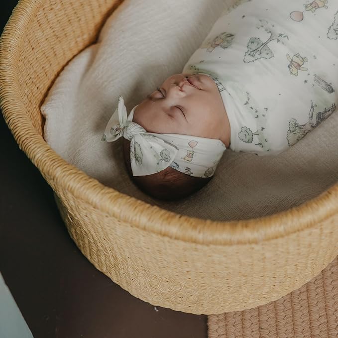 Copper Pearl Baby Stretchy Soft Knit Headband Bow Hundred Acre Wood