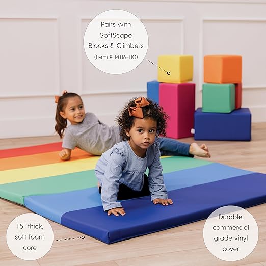 FDP SoftScape Space Saver Foldable Children's Play Mat - Soft, Sturdy 1.5 inch Thick Foam, 3-Fold Floor Mat Indoor Active Play, Tummy Time, Stretching for Kids - Contemporary, 13231-CT