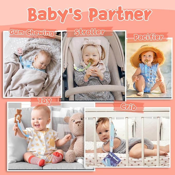 babygoal Girl Fruit Pacifier Clips, 6 Pack Pacifier Holder Clip for Baby Boys and Girls Fits Most Pacifiers